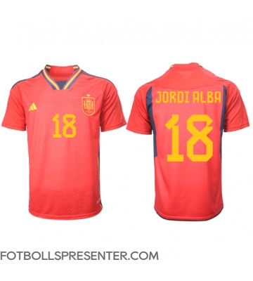 Spanien Jordi Alba #18 Hemma Matchtröja VM 2022 Kortärmad
